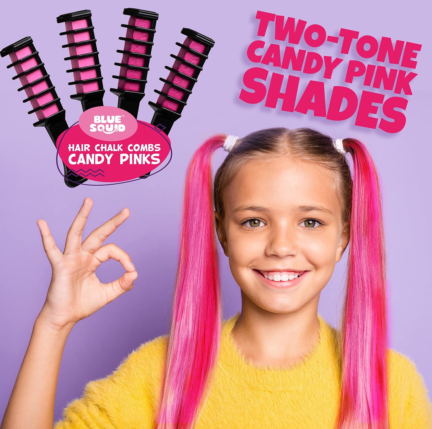 Blue Squid Vibrant Temporary Hair Chalk for Kids - Washable Hair Color Combs, Teenage Gifts Ideas, Perfect for Girls Ages 6-12
