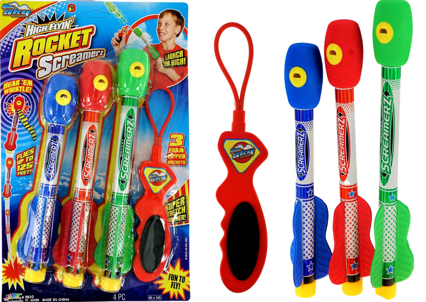 JA-RU INC. Sky Rocket Screamers, Blue, Red, Green