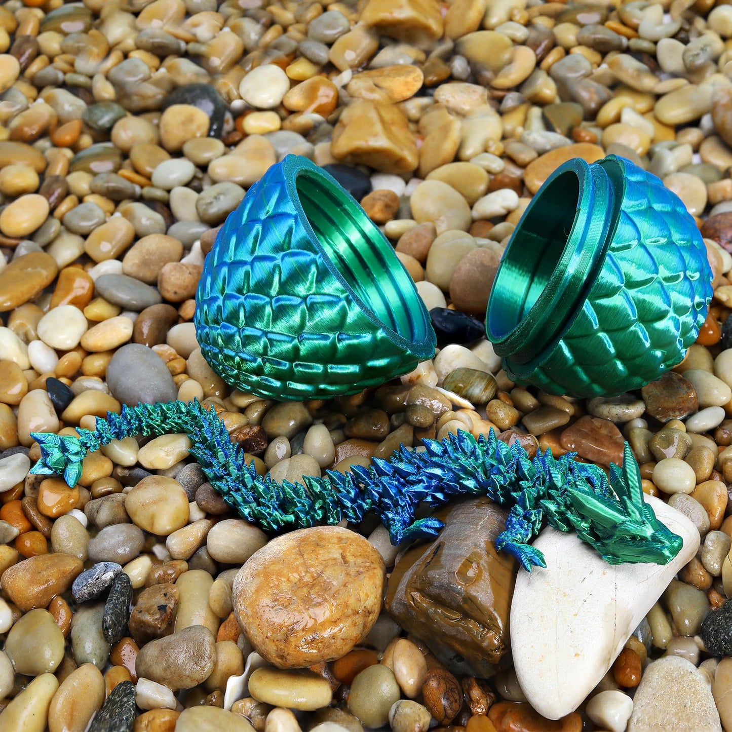 3D Printed Dragon Surprise Egg with Dinosaur Fidget Toy for Kids – Birthday, Halloween & Christmas Gift, Indoor/Outdoor Fun (Green)