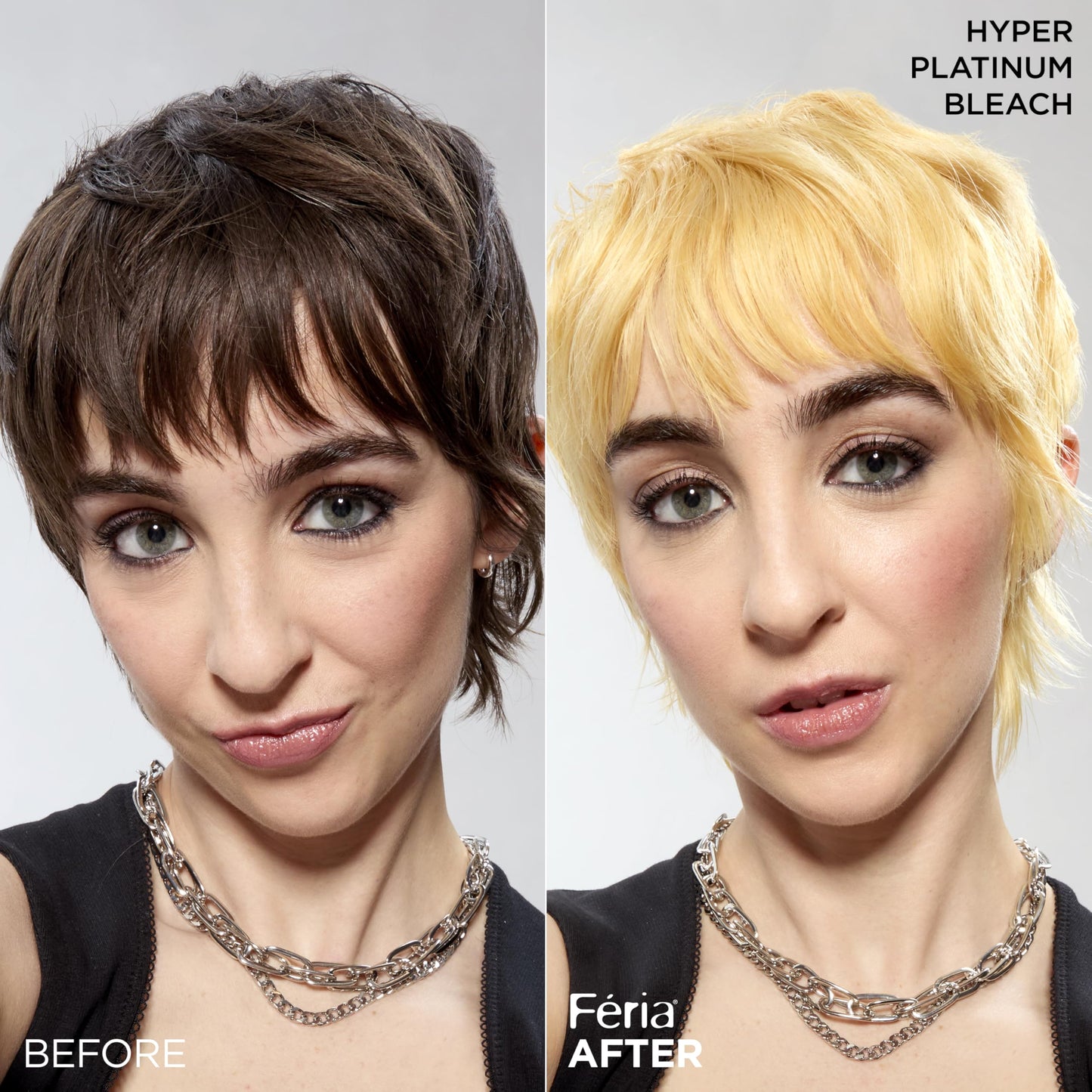 L'Oreal Paris Feria Hyper Platinum Hair Bleach Kit – Advanced Lightening System Lifts Up to 8 Levels with Anti-Brass Purple Conditioner