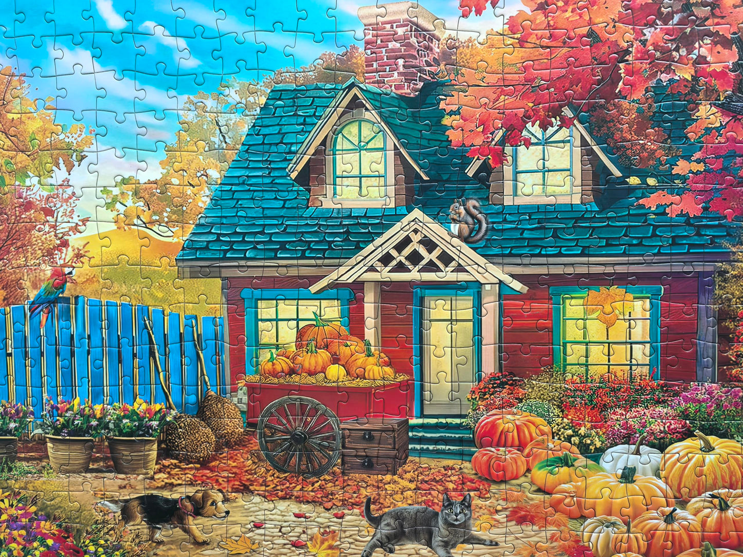 300 Piece Puzzles for Adults Large Piece - Fall Puzzle - Autumn Pumpkin Harvest