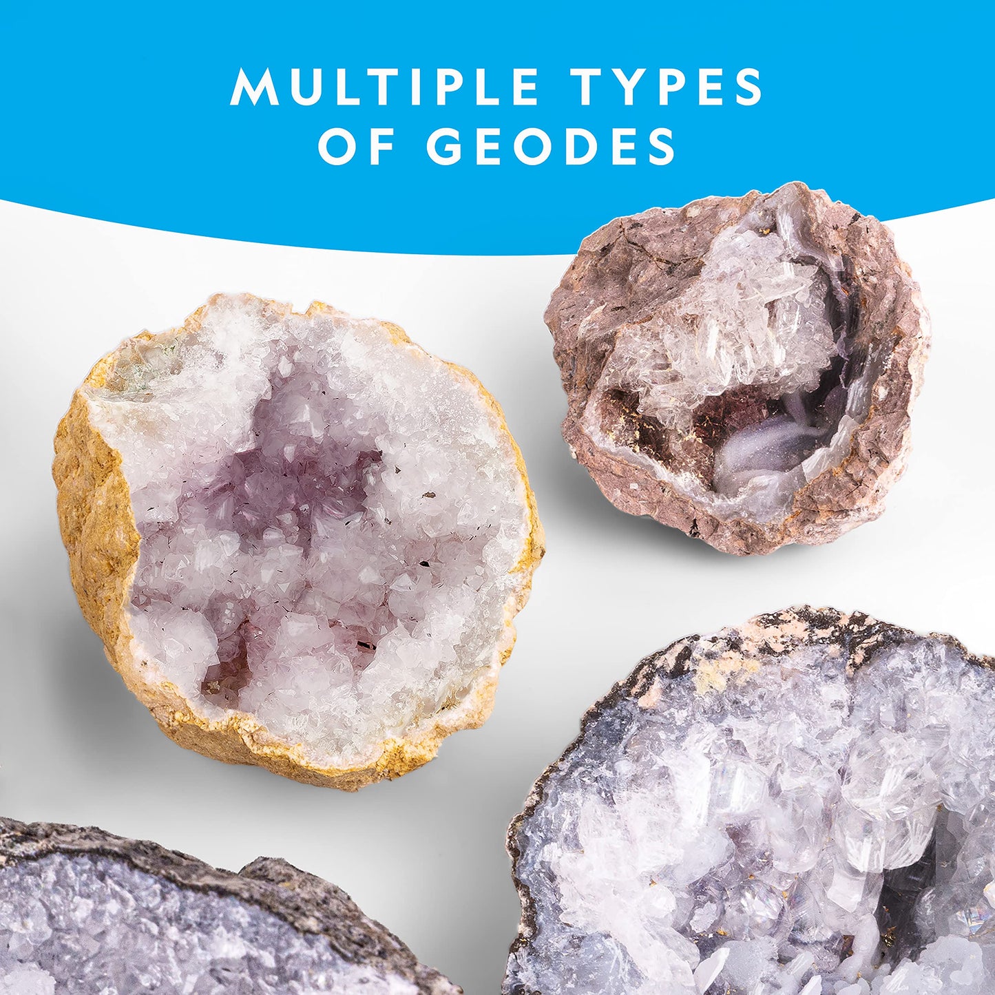 National Geographic Geode Kit – Break Open 10 Crystals, Includes Goggles & 2 Stands, STEM Science & Geology Gift for Kids
