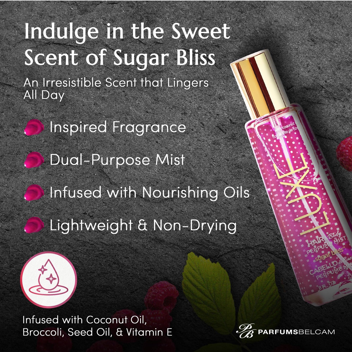 Luxe Perfumery Hair & Body Perfume Mist Sugar Bliss, 8.0 fluid ounce