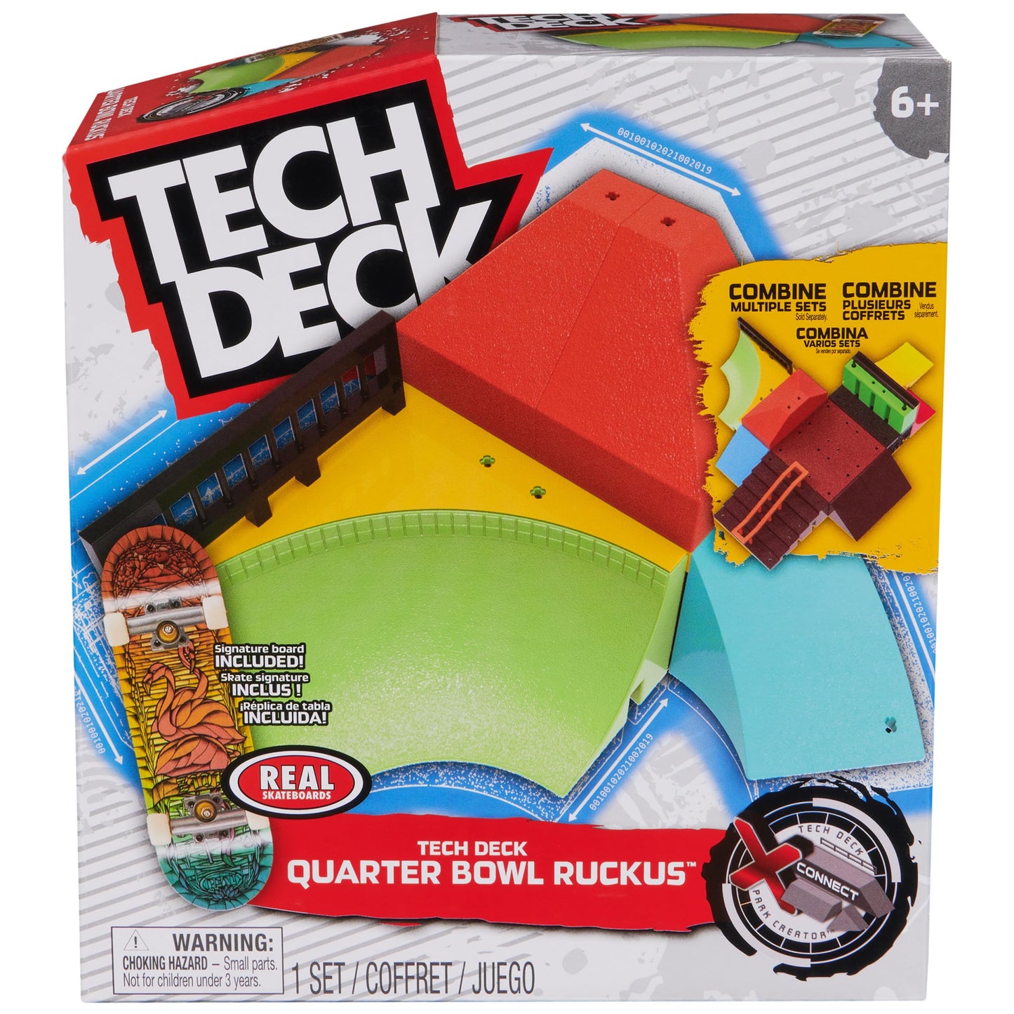 Tech Deck, Quarter Bowl Ruckus X-Connect Park Creator, Customizable and Buildable Ramp Set with Exclusive Fingerboard, Kids Toy for Ages 6 and up