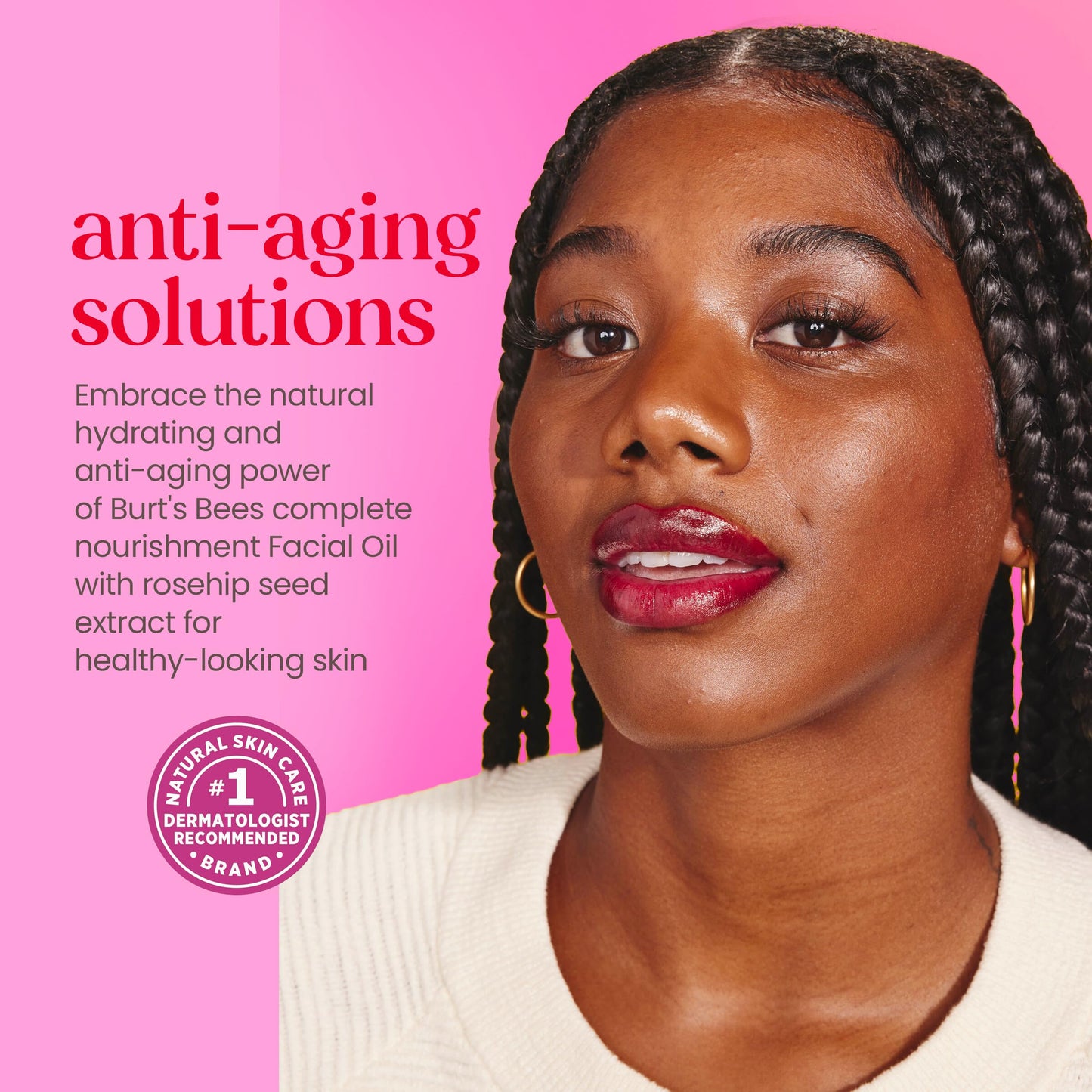 Burt's Bees Gua Sha Face Oil with Rosehip Seed – Reduces Fine Lines & Wrinkles, Use with Ice Roller & Facial Tools, 0.51 fl. oz.