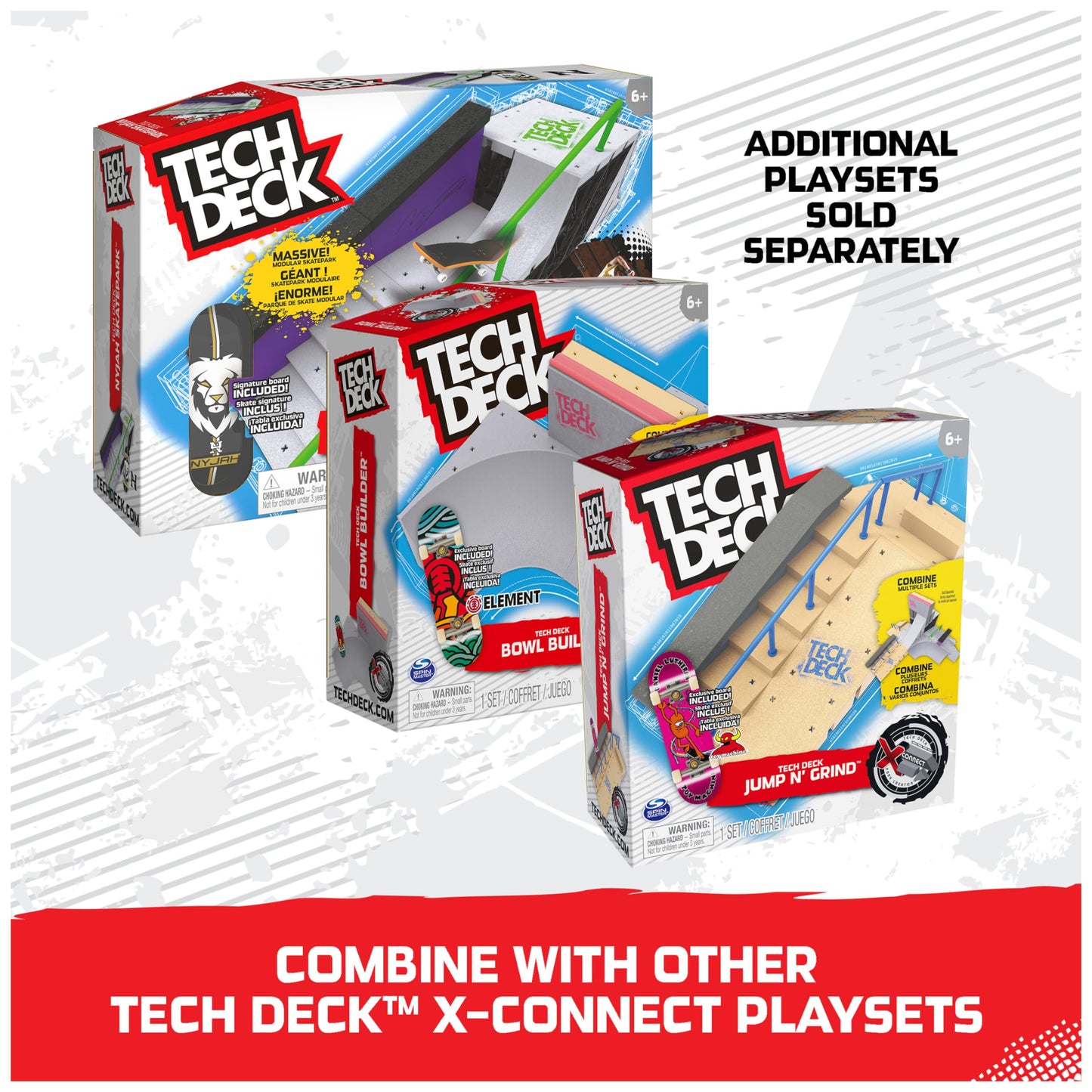 Tech Deck, Jump N’ Grind X-Connect Park Creator, Customizable and Buildable Ramp Set with Exclusive Fingerboard, Kids Toy for Ages 6 and up