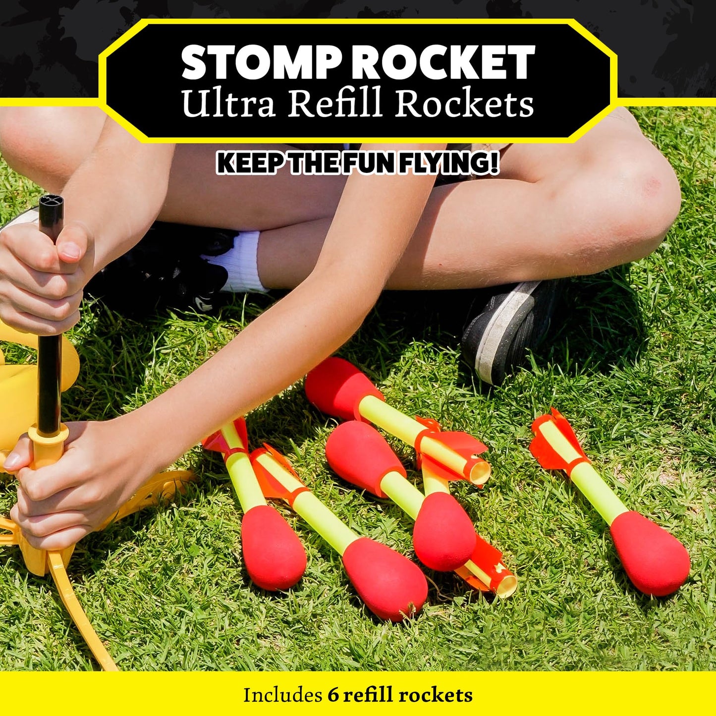 Stomp Rocket Ultra Rocket Refills, 6 Rockets - Replacement Foam-Tipped Rockets for Kids - Fun Backyard & Outdoor Kids Toys Gifts for Boys & Girls