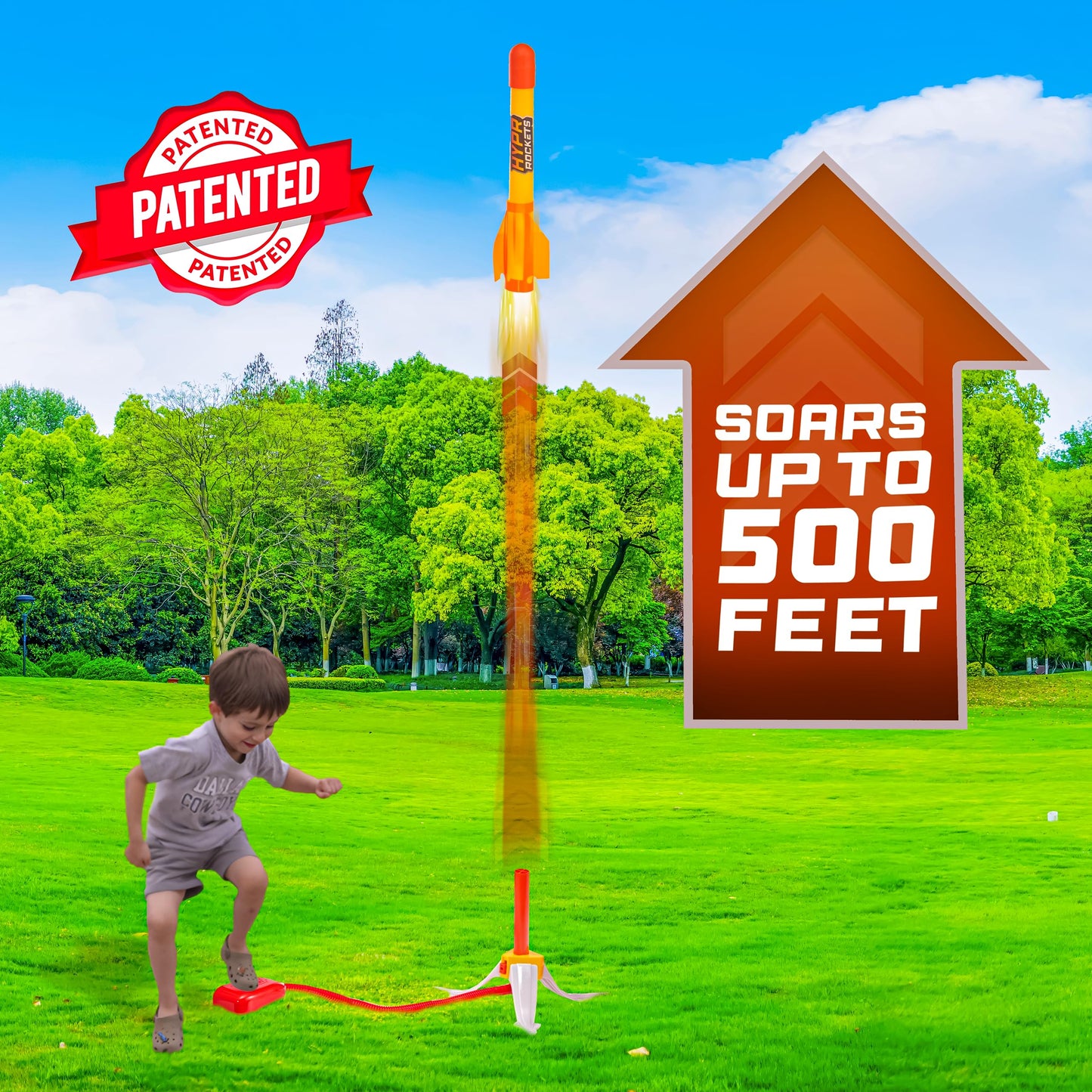 Hypr Kids Rocket Launcher Toy - Patented Design, Turbo Mode, 3 Rockets, Multi-Player Fun, Durable Outdoor Toy, Easy Setup