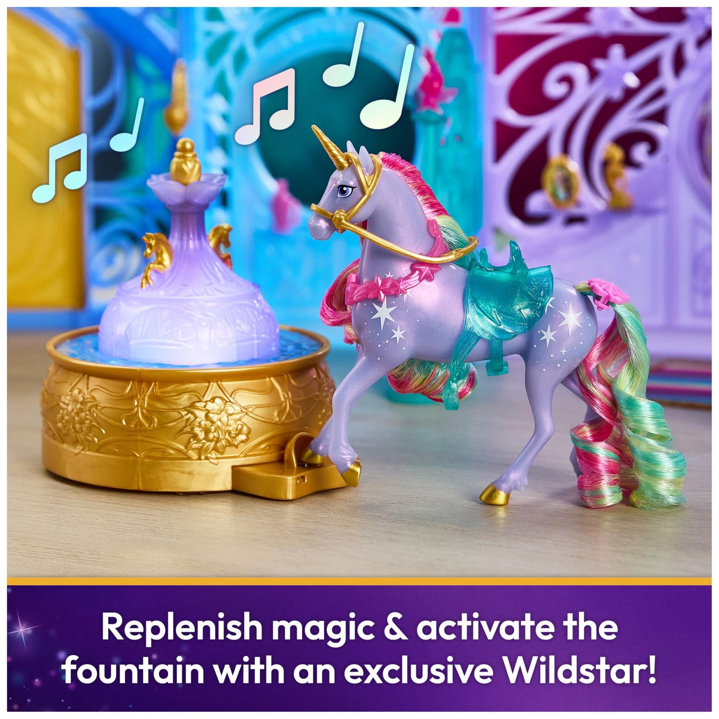 Unicorn Academy, Starglow Fountain & Stable Playset with Wildstar, Lights & Sounds, 24 Accessories, Dolls & Unicorn Toys for Girls Ages 4 and up