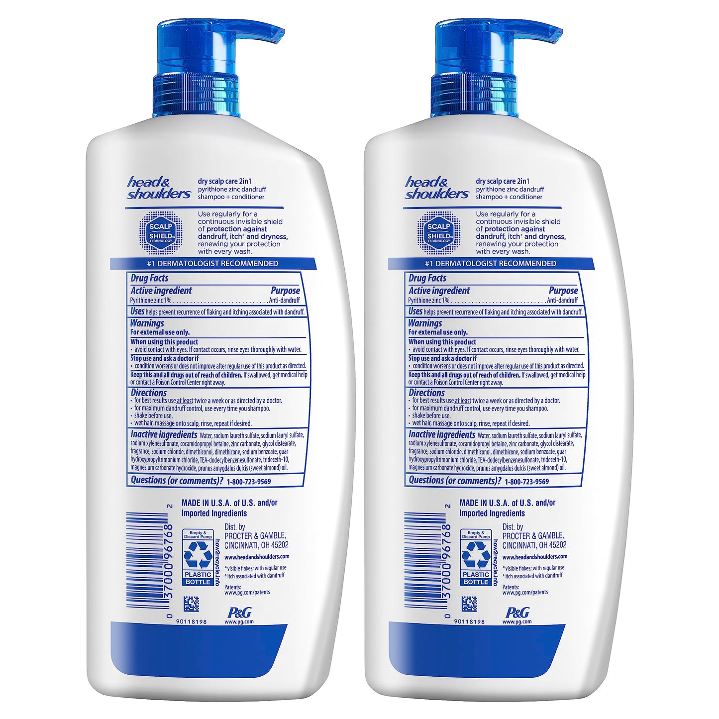 Head & Shoulders 2-in-1 Dandruff Shampoo & Conditioner Set, Dry Scalp Care with Almond Oil, Itch Relief & Hydration, 32.1 Fl Oz, 2 Pack