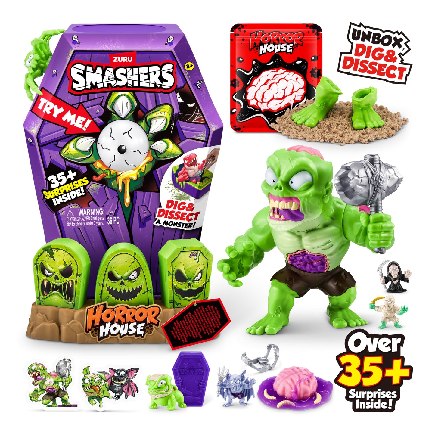 Smashers Mega Horror House (Green) by ZURU, Interactive Toy, Collectable Toy for Kids and Teens