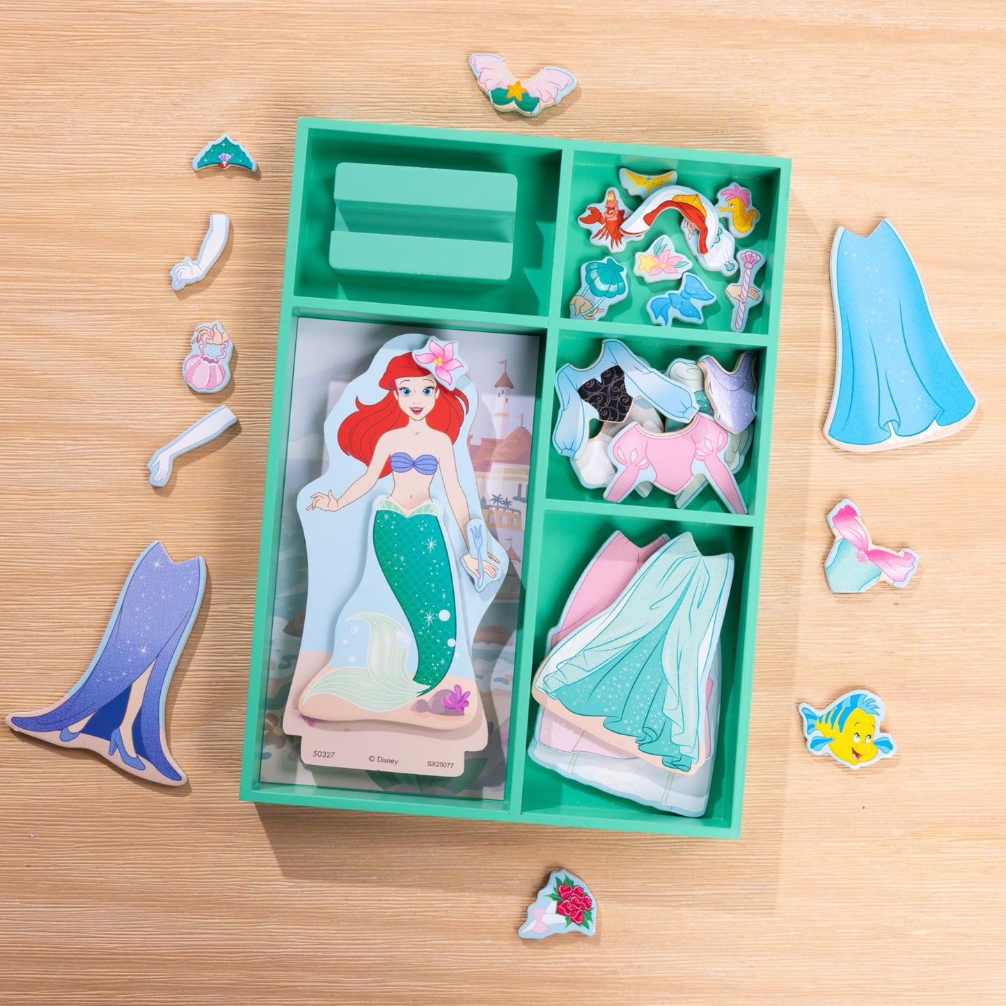 Melissa & Doug Disney Princess Ariel Magnetic Dress-Up Wooden Doll Pretend Play Set (30+ Pieces)