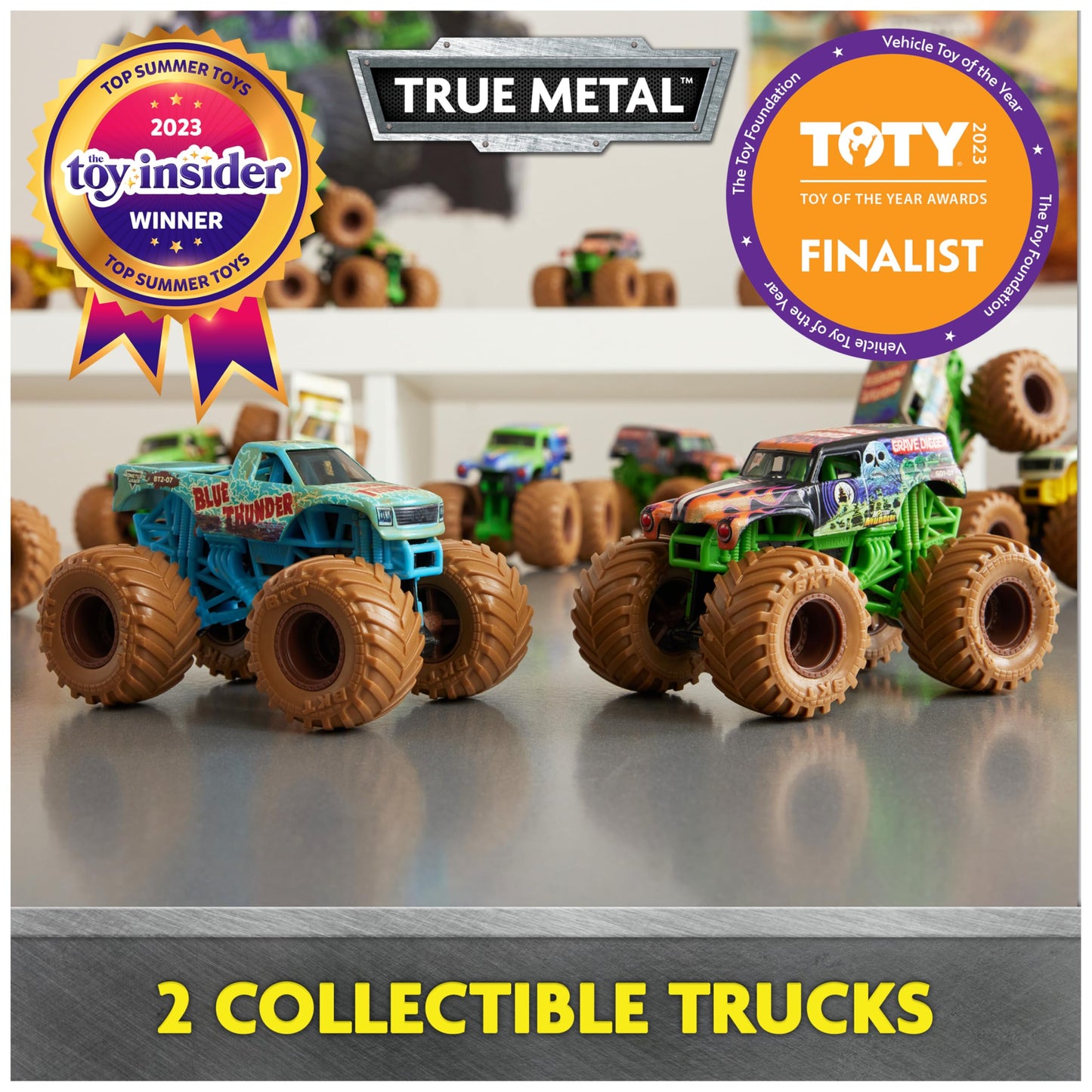 Monster Jam, Mystery Mudders 2-Pack Monster Trucks, Official 1:64 Die-Cast Vehicles, Wash to Reveal (Styles Will Vary), Kids Toys for Boys 3 and Up