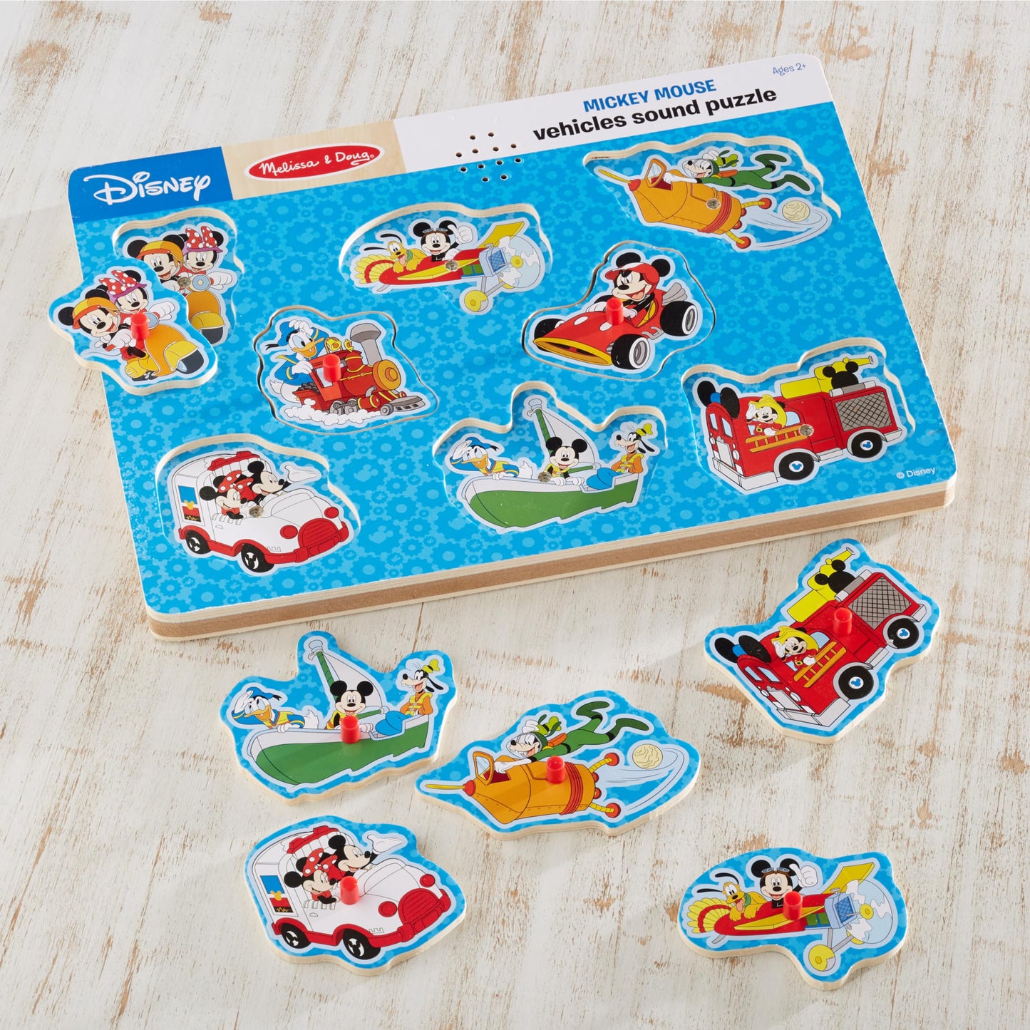 Melissa & Doug Disney Mickey Mouse and Friends Vehicles Sound Puzzle (8 pcs)