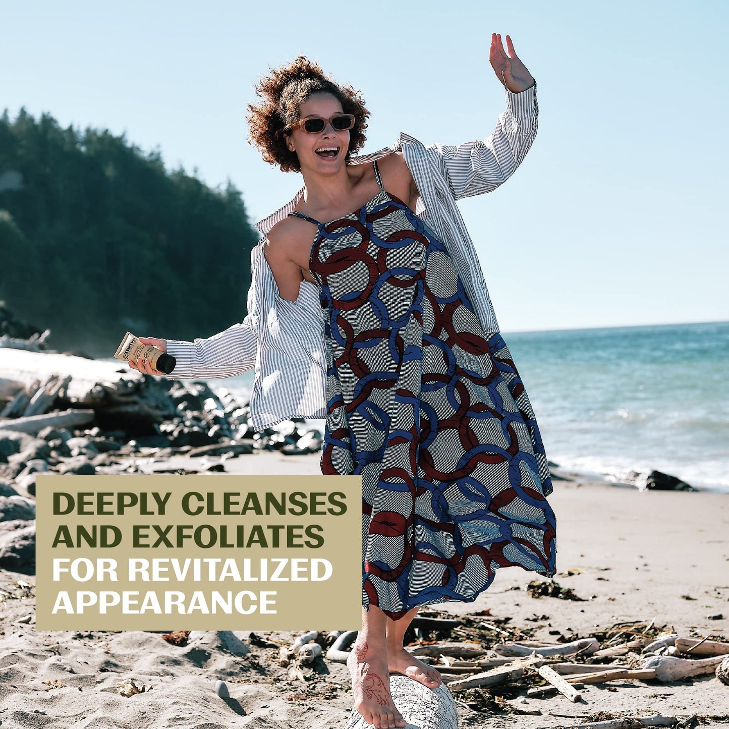 Thrive Natural Care Face Scrub - Gentle Exfoliating Face Wash Provides Deep Cleanse, Improves Skin Texture, Unclogs Pores - Vegan, Oil Free Exfoliator