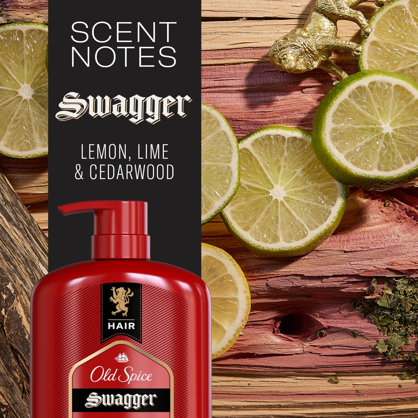 Old Spice Swagger 2-in-1 Shampoo & Conditioner for Men, Cedarwood Lime Scent, Moisturizes & Strengthens Hair, Barbershop Quality, 29.2 Fl Oz, 2 Pack