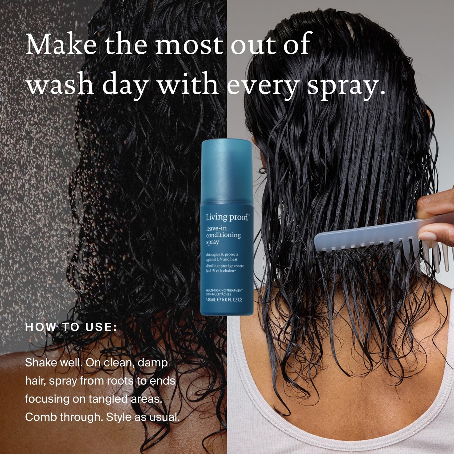 Living Proof Leave-In Conditioning Spray, Hair Strengthening Detangler Spray for Women with Heat Protection, For All Hair Types