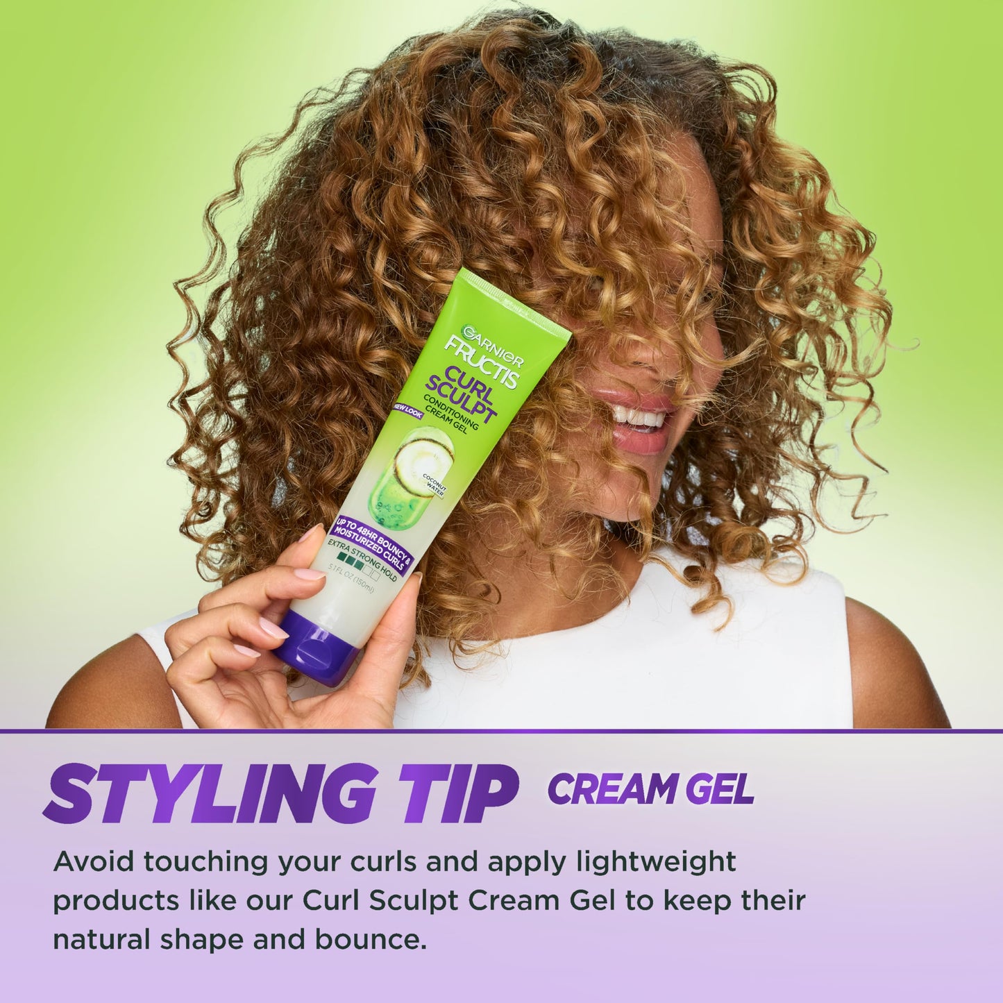 Garnier Fructis Style Curl Sculpt Conditioning Cream Gel for Bounce & Moisture, 5.1 Fl Oz, 1 Count (Packaging May Vary)