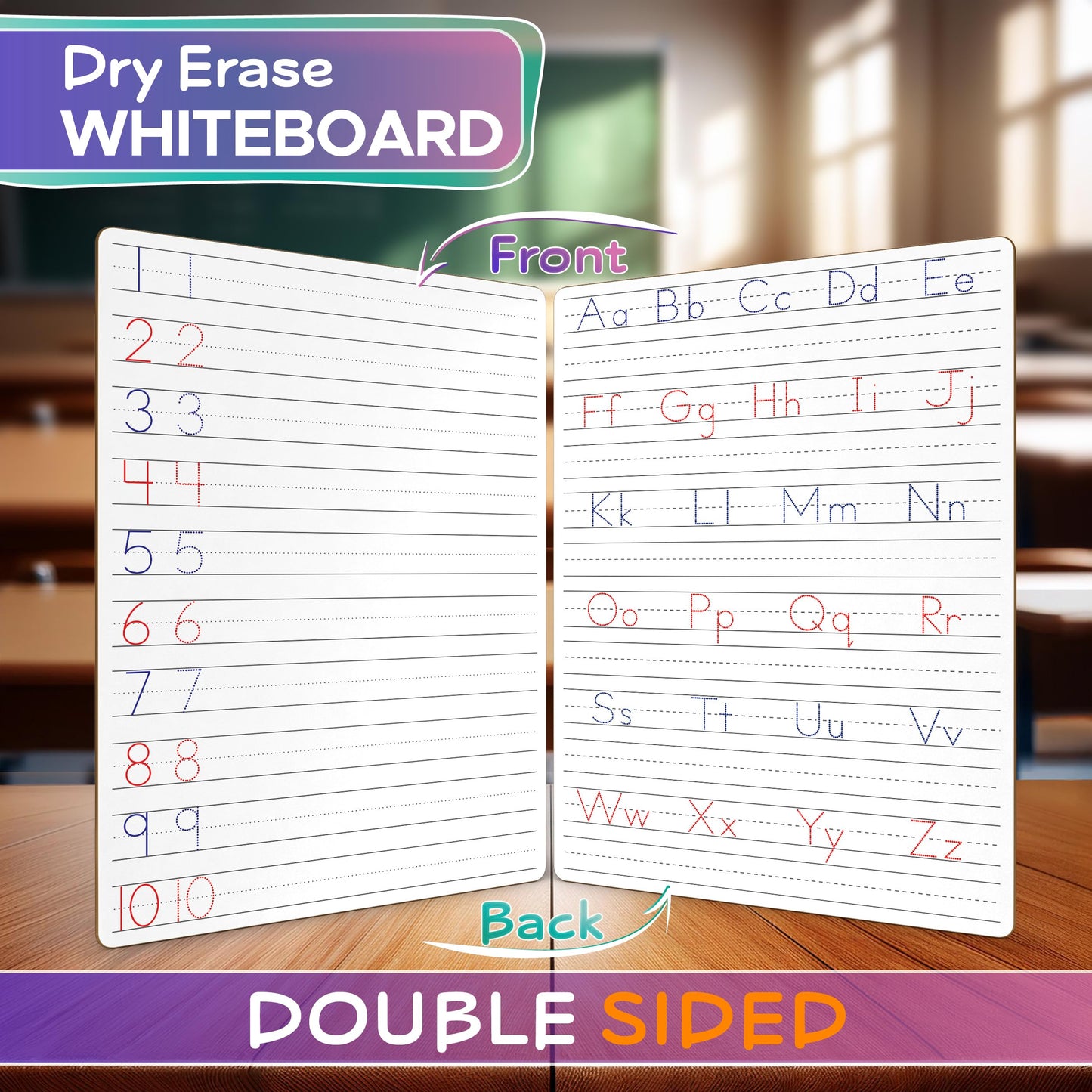 Scribbledo Dry Erase Alphabet Tracing Board 9x12" – Write & Wipe Letter Practice for Kids Ages 3-5, Handwriting & Writing Skills