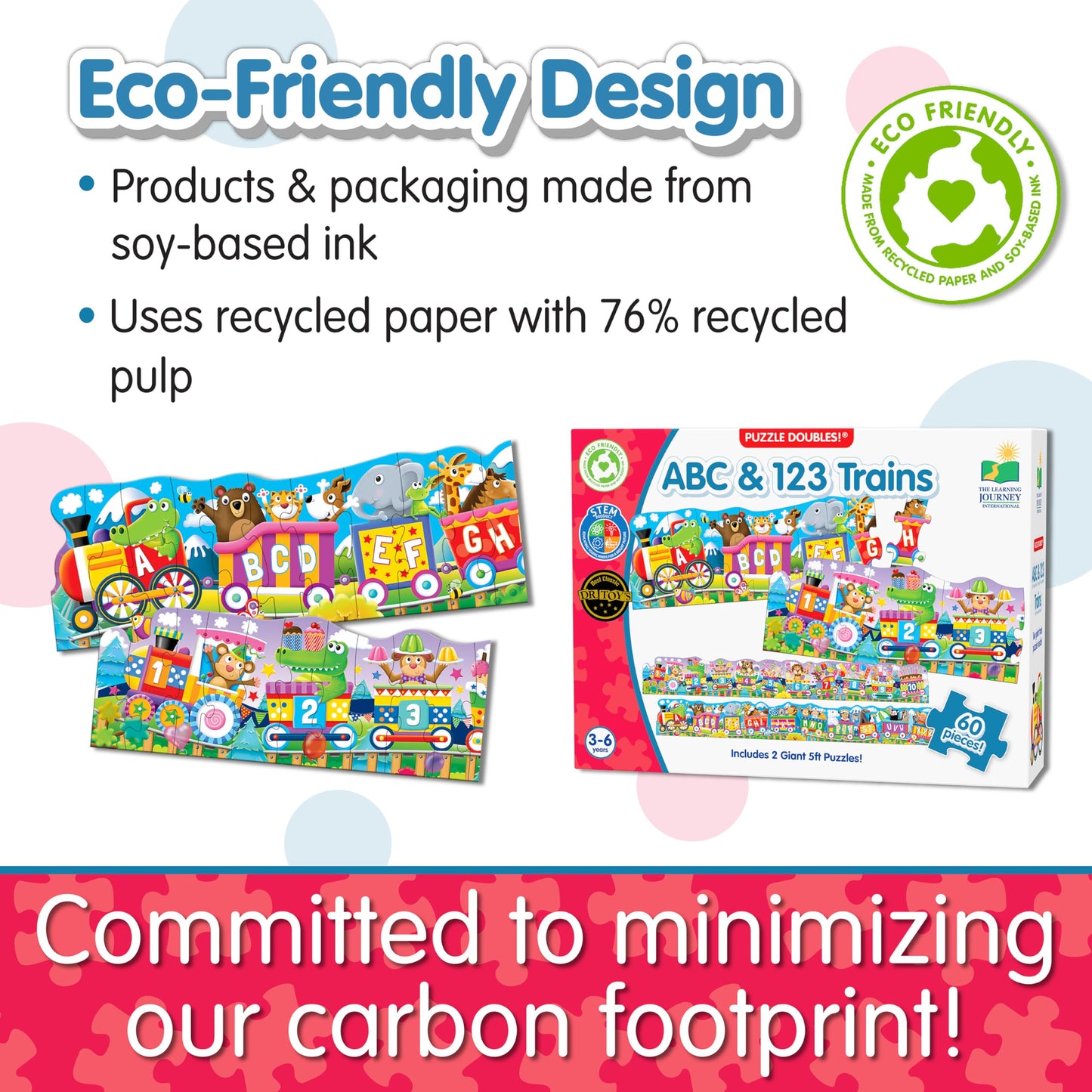 The Learning Journey: Puzzle Doubles - Giant ABC & 123 Train Floor Puzzles - Large Floor Puzzles For Kids Ages 3-5 - Award Winning Toys