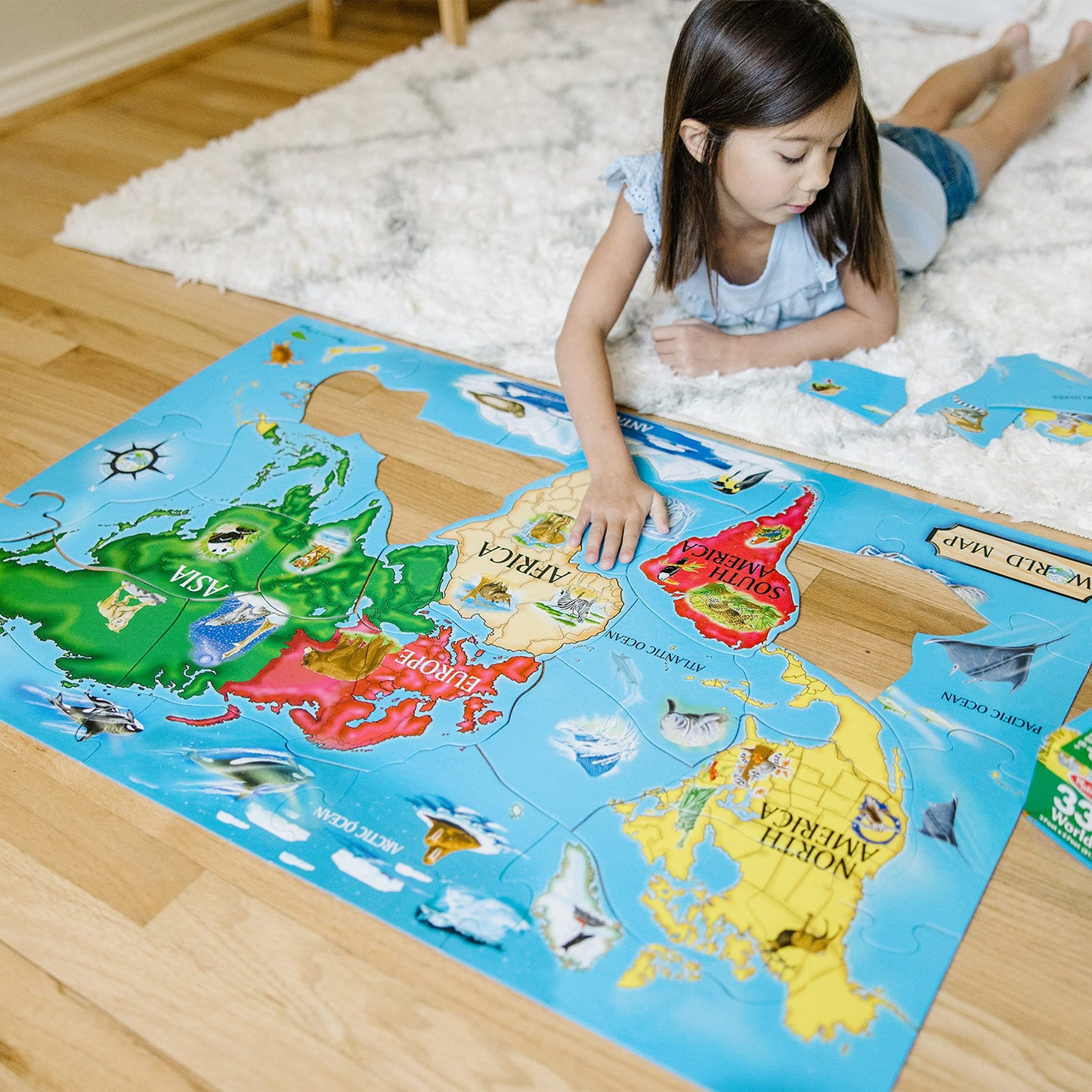 Melissa & Doug World Map Jumbo Jigsaw Floor Puzzle (33 pcs, 2 x 3 feet)