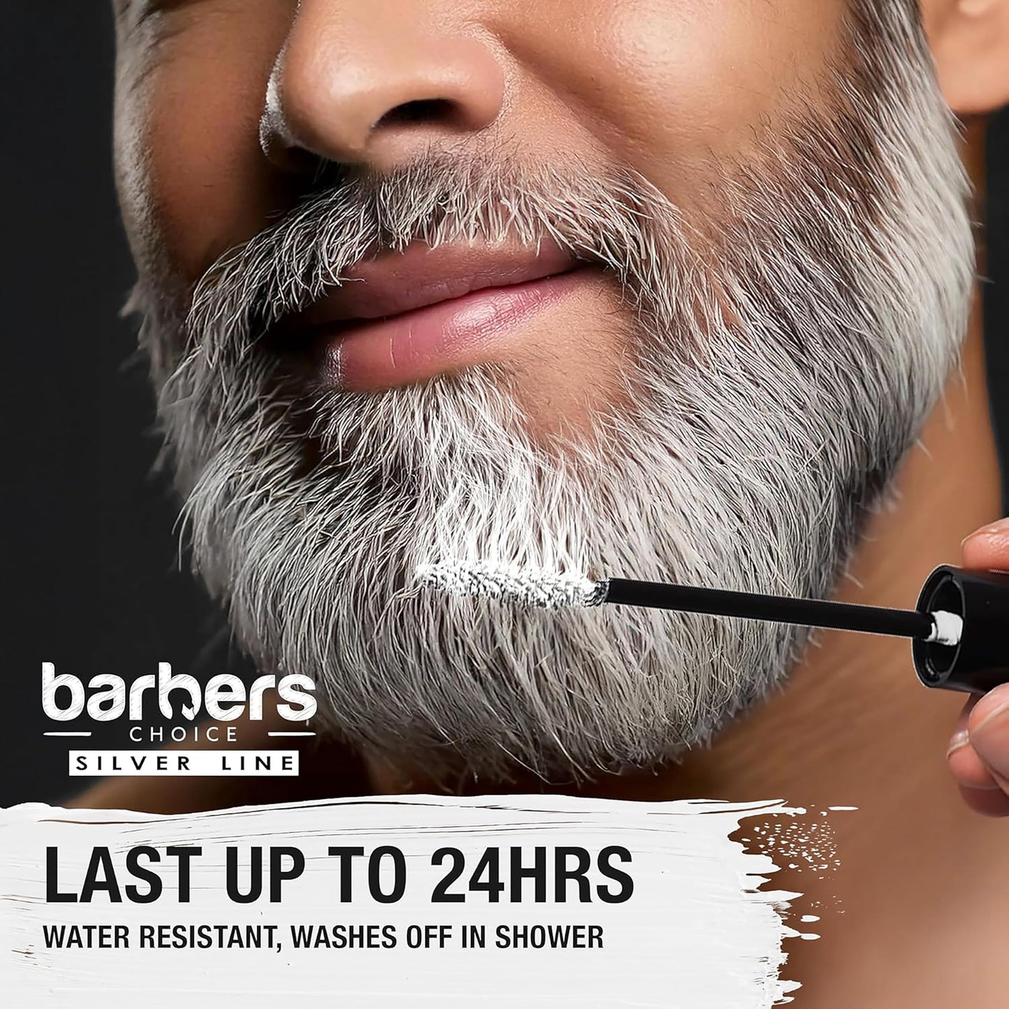 Barbers Choice Silver Line Facial Hair Color for Men – Brightens White Beards, Mustache & Sideburns, Reduces Yellow Tones, Easy Brush-On, Arctic White