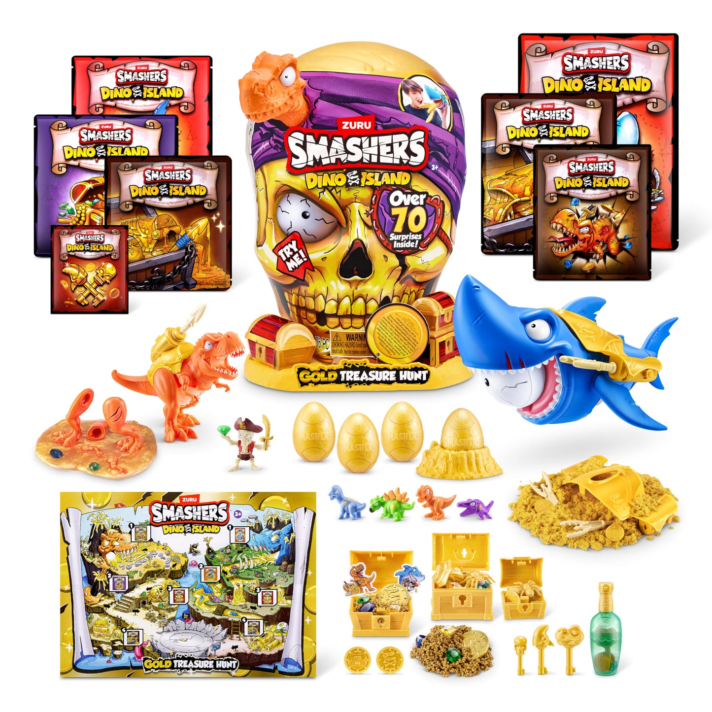 Smashers Dino Island Gold Treasure Hunt (Orange) by ZURU - Interactive Collectable Treasure Hunt Themed Toy