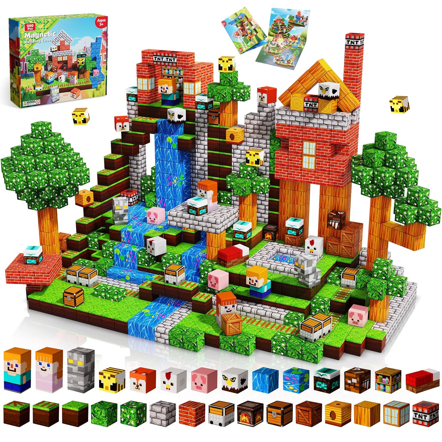 200PCS Forest Magnetic Building Blocks – Strong Stacking Magnets for Kids 3+, STEM Learning, Sensory Toy, Creative Birthday & Christmas Gift