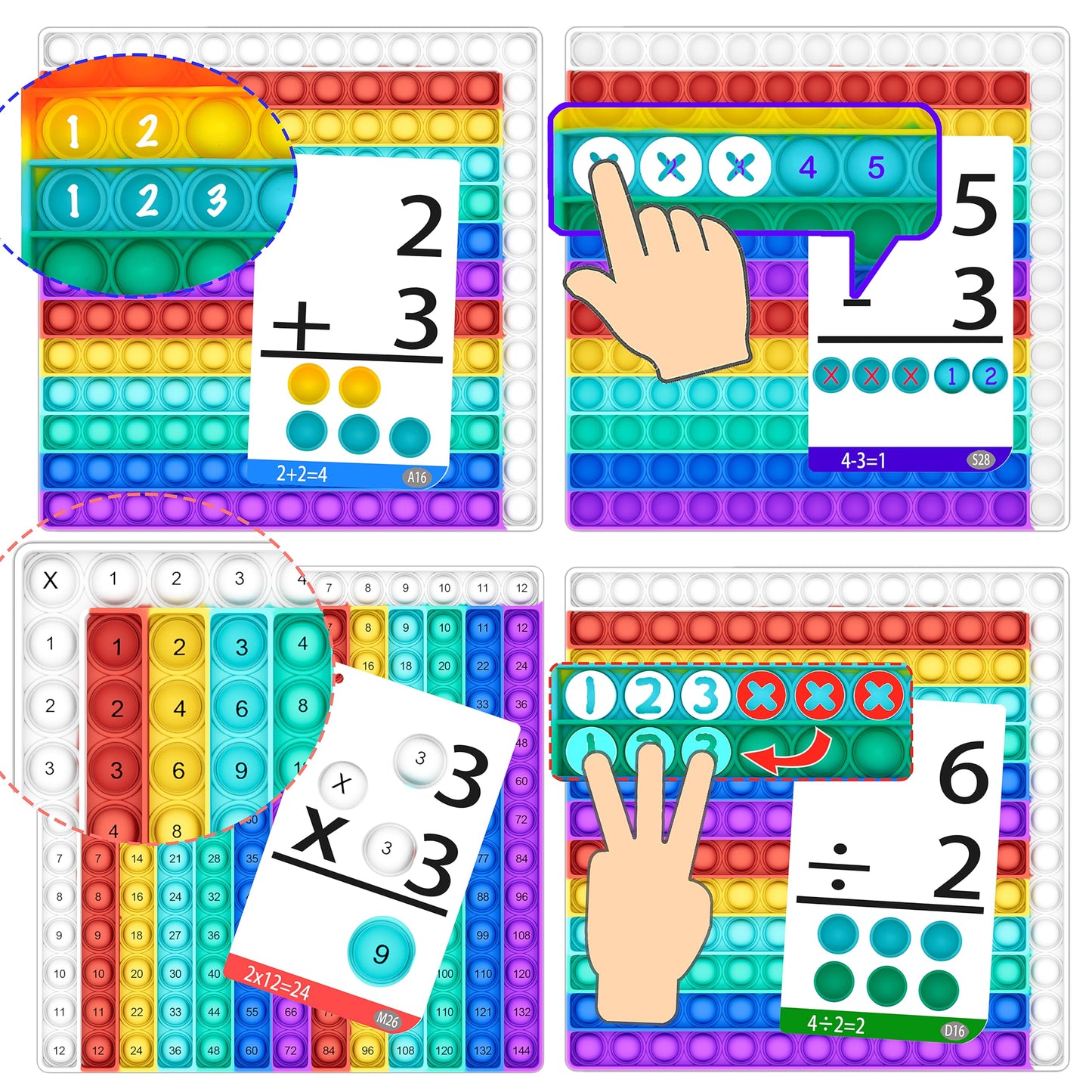 Multiplication Chart Pop It - Multiplication Game Board, 12x12 Times Table Math Game Board for Kids Learning, Educational Multiplication Machine Toy
