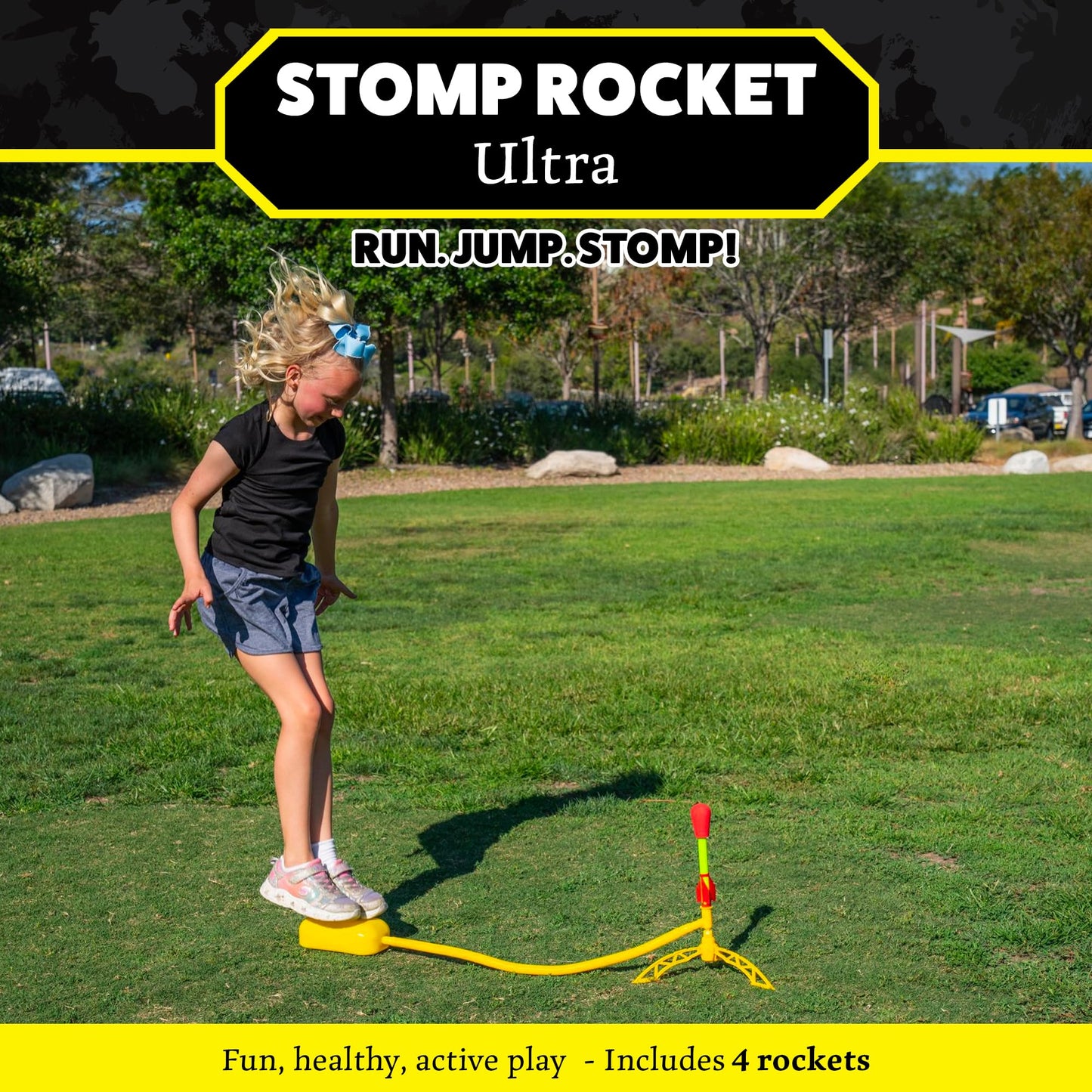 Stomp Rocket Ultra Rocket Launcher for Kids - 4 Foam Rockets, Adjustable Stand, Multi-Player Outdoor Fun Toy for Boys & Girls