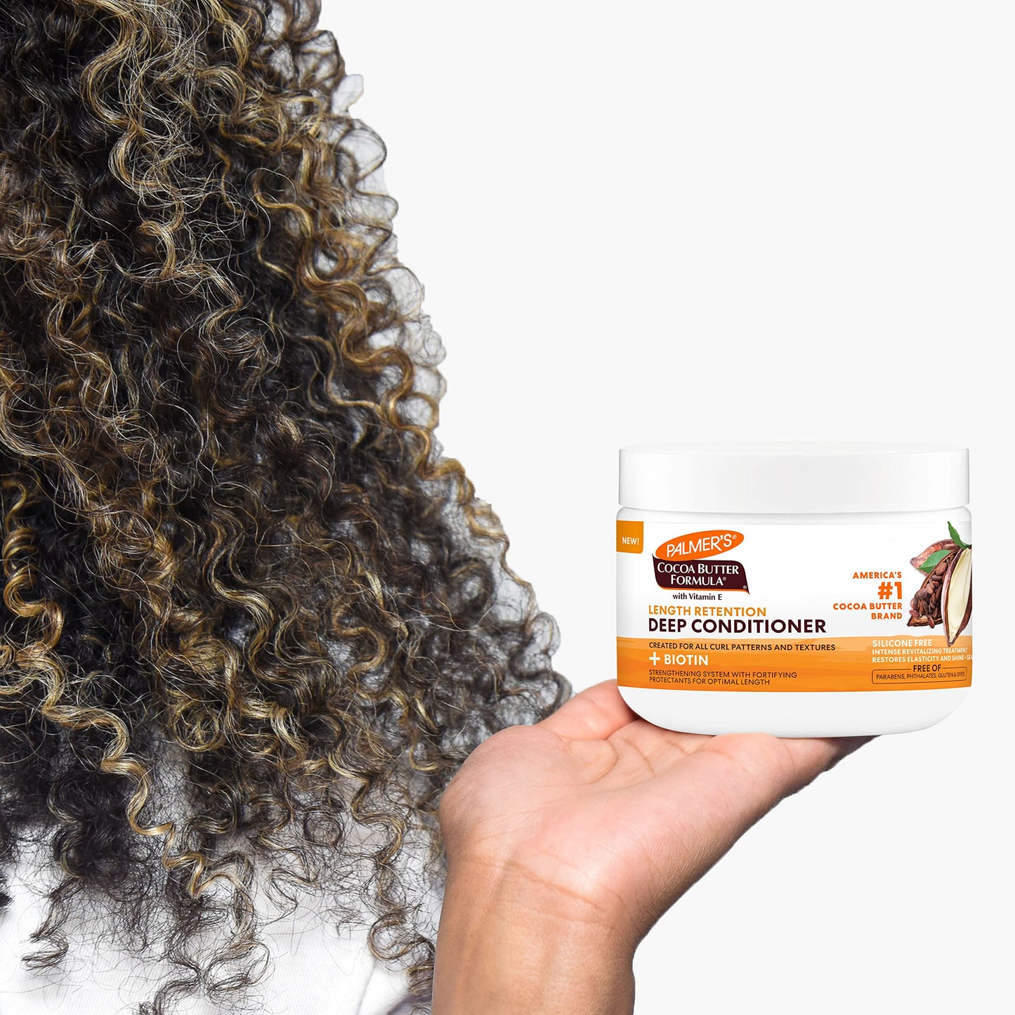 Palmer's Cocoa Butter & Biotin Length Retention Deep Conditioner 8.5 oz | Strengthens, Nourishes & Restores Shine for All Curly Hair Types