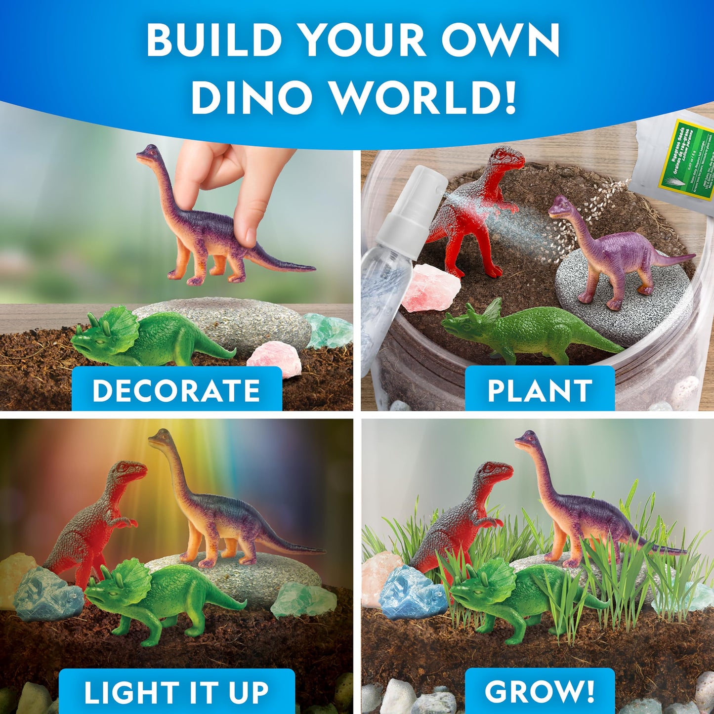 National Geographic Dinosaur Terrarium Kit for Kids – Light-Up Dino Habitat with Real Plants, Science Kit & Dinosaur Toys, Fun STEM Activity