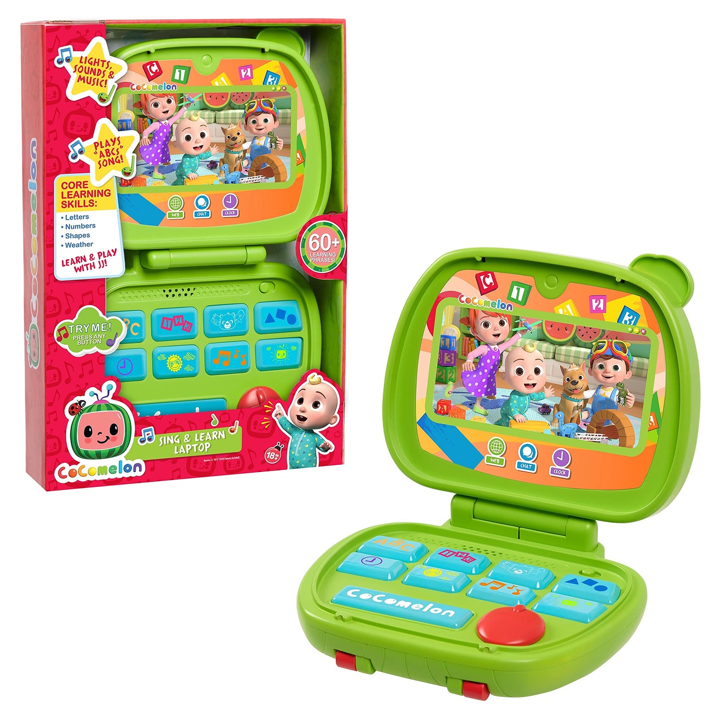CoComelon Sing & Learn Laptop Toy for Kids 18+ Months – Lights, Sounds, Music, Letters, Numbers, Shapes & Animal Learning, Licensed
