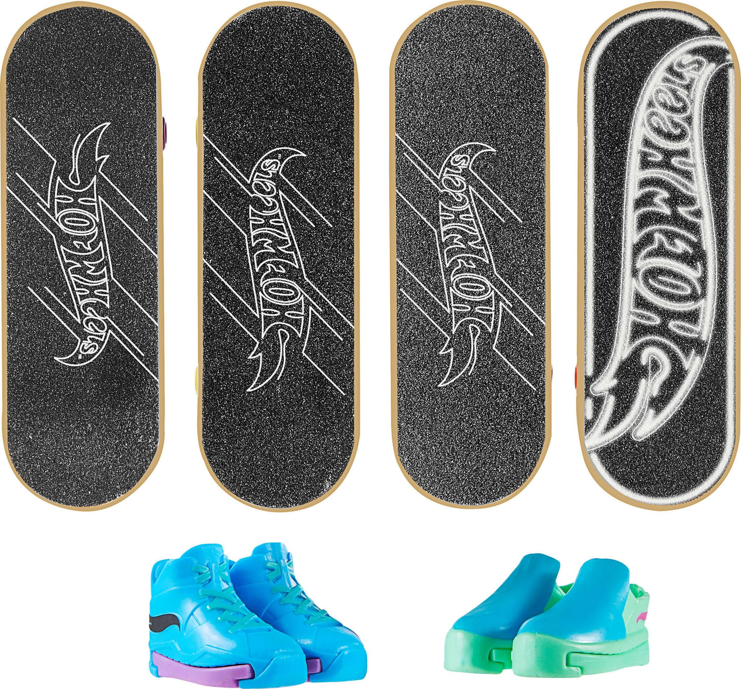 Hot Wheels Tony Hawk Fingerboard Multipack – 4 Boards, 2 Pairs Removable Skate Shoes, Exclusive Set, Styles May Vary