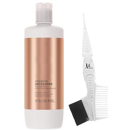 Blonde-Me Developer 9% / 30 Volume 33.8 Oz and M Hair Designs Tint Brush Comb (Bundle)