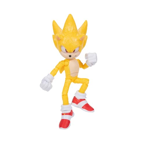 Sonic 3 Movie Action Figures - 5-Inch Super Sonic Collector Toy Figure, Highly Articulated for Boys & Girls - Officially Licensed 3 Movie Product