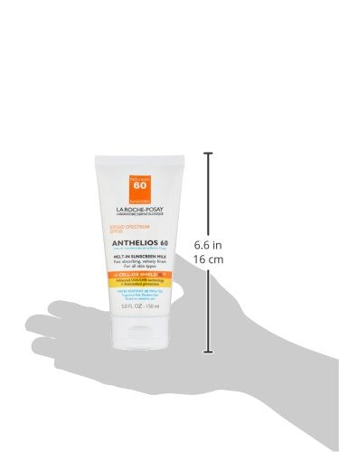 La Roche-Posay Anthelios Melt-In Milk SPF 60 Sunscreen for Face & Body, Broad Spectrum, Lightweight, Oil-Free, Fast Absorbing, Oxybenzone Free