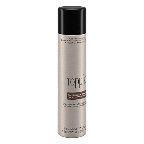 Toppik Colored Hair Thickener Spray, Medium Brown – Volumizing Root Touch-Up & Concealer, Covers Thinning Areas, Hair Building Fiber, 5.1oz