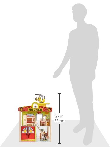 KidKraft Wooden Fire Station Set with 15 Accessories Including Helicopter, Bendable Figures and Dalmatian Dog