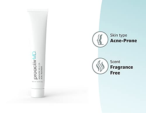 ProactivMD Adapalene Gel Acne Treatment, Paraben Free, Prescription Strength Retinoid For Face and Body Acne, .1% Solution, 1.6 Oz