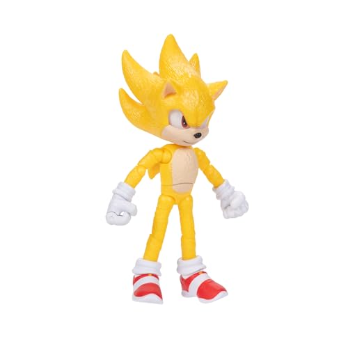 Sonic 3 Movie Action Figures - 5-Inch Super Sonic Collector Toy Figure, Highly Articulated for Boys & Girls - Officially Licensed 3 Movie Product