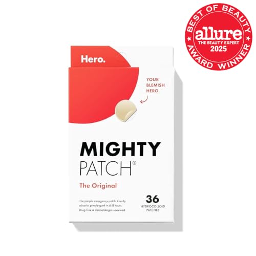 Hero Cosmetics Mighty Patch™ Original – #1 Hydrocolloid Acne Patch for Zits & Whiteheads, Nighttime Spot Treatment, 36 Count
