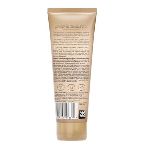 Jergens Natural Glow + Firming Self-Tanner Lotion for Fair to Medium Skin – Sunless Moisturizer with Collagen & Elastin, Reduces Cellulite, 7.5 Fl Oz