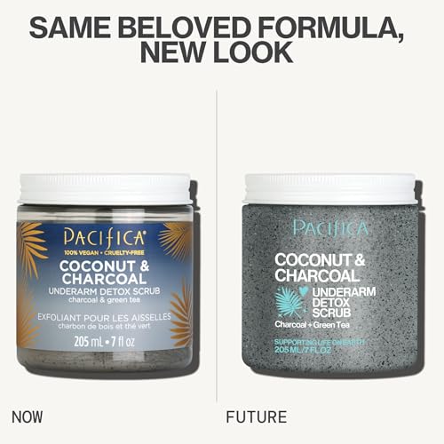 Pacifica Armpit Detox Scrub – Coconut & Charcoal Exfoliating Underarm Body Care, Aluminum-Free, Vegan & Sensitive Skin Safe, 7 fl oz