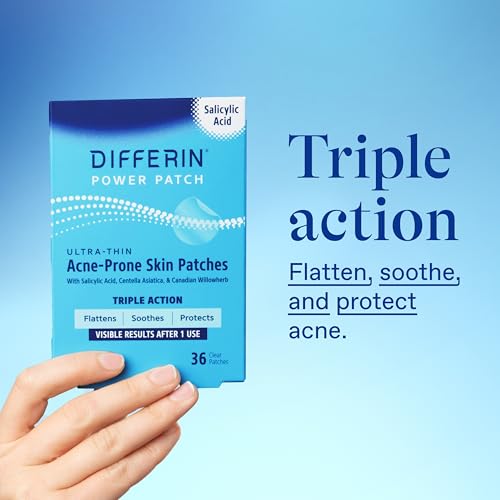 Differin Acne Patches with Salicylic Acid & Centella – Fast Triple Action Pimple Patch for Day & Night, Dermatologist Tested, 36 Count