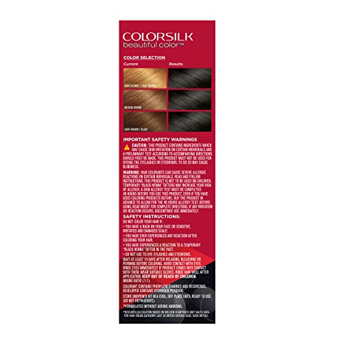 Revlon Colorsilk Beautiful Color 010 Black Hair Dye – Ammonia-Free Permanent Color for 100% Gray Coverage, Shine & Silky Soft Hair, 1 Pack