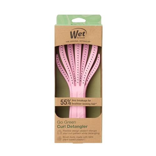 Wet Brush Go Green Curl Detangler, Pale Pink – Ultra-Soft IntelliFlex Bristles for Easy, Pain-Free Detangling – Great for Curly, Wet & Dry Hair