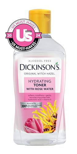 Dickinson's Enhanced Witch Hazel Hydrating Toner with Rosewater, Alcohol Free, 98% Natural Formula, 16 Fl Oz (Pack of 1)