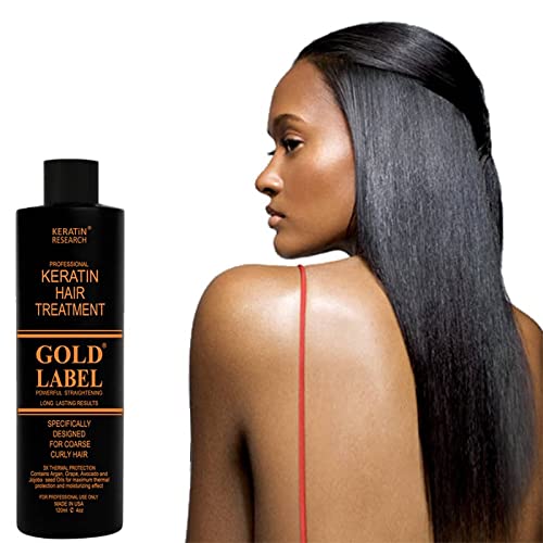 Gold Label Brazilian Keratin Hair Treatment 240ml – Professional Straightening for All Hair Types, Coarse, Thick, Frizzy, Curly & Bleached Hair
