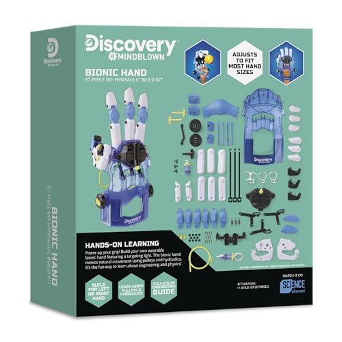 Discovery Bionic Hand Robotics Kit – 87-Piece DIY STEM Toy | Build Wearable Robotic Hand | Hydraulic Science & Engineering Kit Ages 8+
